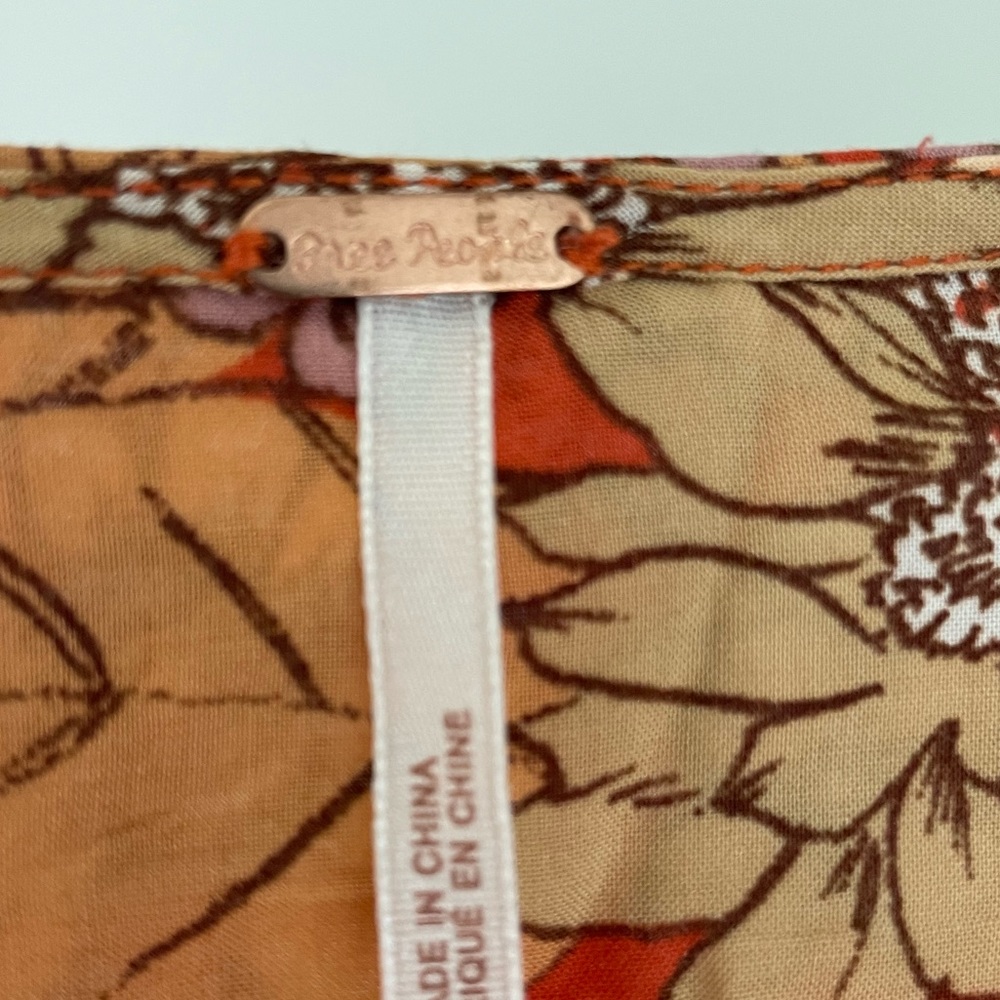 Free People Floral Wrap Mini Dress in Rust and Pink - Picture 5 of 6